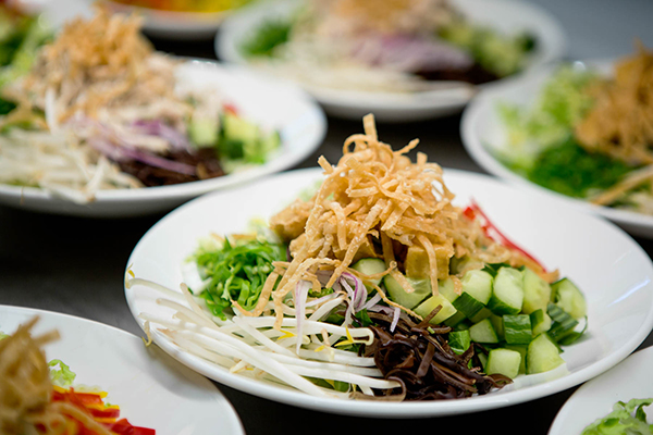 Plates of vegetables